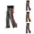 thumbnail image 1 of Palazzo Pants for Women 2026 Spring Summer Leopard Print Loose Fit Elastic Waist Wide Leg Flowy Pants with Pockets, 1 of 5