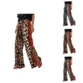 thumbnail image 1 of Palazzo Pants for Women 2026 Spring Summer Leopard Print Loose Fit Elastic Waist Wide Leg Flowy Pants with Pockets, 1 of 7