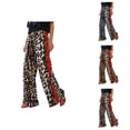 thumbnail image 1 of Palazzo Pants for Women 2026 Spring Summer Leopard Print Loose Fit Elastic Waist Wide Leg Flowy Pants with Pockets, 1 of 6