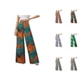 thumbnail image 1 of Palazzo Pants for Women 2026 Spring Summer Lightweight Chiffon Elastic Waist Mid Rise Wide Leg Flowy Boho Beach Pants, 1 of 8