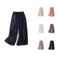 thumbnail image 1 of Palazzo Pants for Women 2026 Spring Summer Loose Fit Cotton Linen Elastic Waist Wide Leg Flowy Embroidery Beach Pants, 1 of 4