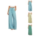 thumbnail image 1 of Palazzo Pants for Women 2026 Spring Summer Loose Fit Elastic High Waist Wide Leg Flowy Boho Beach Pants with Pockets, 1 of 4