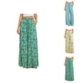 thumbnail image 1 of Palazzo Pants for Women 2026 Spring Summer Loose Fit Elastic High Waist Wide Leg Flowy Boho Beach Pants with Pockets, 1 of 5