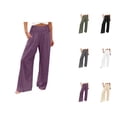 thumbnail image 1 of Palazzo Pants for Women 2026 Trendy Elastic High Waist Wide Leg Flowy Lounge Pants with Pockets Loose Casual Beach Pants, 1 of 6