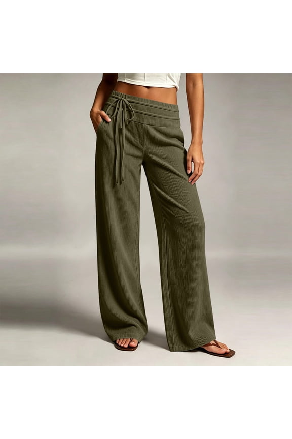 Palazzo Pants for Women Baeitkot Ladies Fashion Casual Solid Color Corduroy Waist Loose Pockets Long Pants