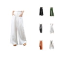 thumbnail image 1 of Palazzo Pants for Women Cotton Linen Elastic High Waist Wide Leg Loose Fit Flowy Lounge Pants with Pockets, 1 of 5
