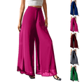 thumbnail image 1 of Palazzo Pants for Women Dressy Casual Elastic High Waisted Wide Leg Chiffon Pants Formal Flowy Skirt Pant Culottes Hot Pink M, 1 of 5