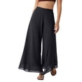 thumbnail image 1 of Palazzo Pants for Women Elastic Waist Flowy Chiffon Dress Pants Summer Travel Beach Flowy Wide Leg Lounge Pant Black XL, 1 of 6