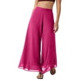thumbnail image 1 of Palazzo Pants for Women Elastic Waist Flowy Chiffon Dress Pants Summer Travel Beach Flowy Wide Leg Lounge Pant Hot Pink 2XL, 1 of 6