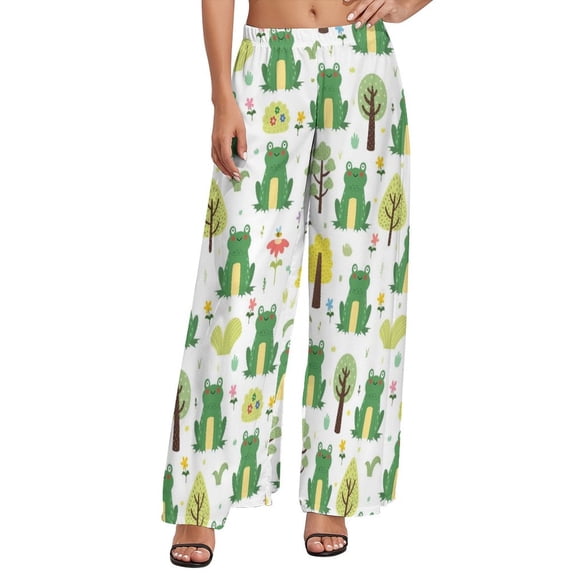Palazzo Pants for Women, Funny Toad Comfy Womens Wide Leg Baggy Pants, Casual Lounge Pants for Women Travel Vacation Outfits