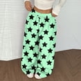 thumbnail image 1 of Palazzo Pants for Women Fuzzy Wide Leg Fleece Pj Bottoms Casual Star Print Pajama Pants 2025 Fashion Fall Winter High Waisted Trousers Green L, 1 of 5