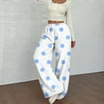 thumbnail image 1 of Palazzo Pants for Women Fuzzy Wide Leg Fleece Pj Bottoms Loose Fit Polka Dot Pants 2025 Fashion Comfy High Waisted Sweatpants Light Blue XL, 1 of 5
