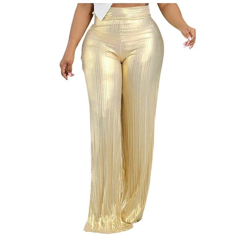 Palazzo Pants for Women High Waisted Full Length Solid Color Casual Flowy Stretchy Lounge Trousers Wedding Party Outfits Beige M Walmart