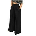 thumbnail image 1 of Palazzo Pants for Women Loose Baggy Wide Leg Pants High Waist Pleated Flowy Straight Trousers Casual Loungewear Pants, 1 of 6