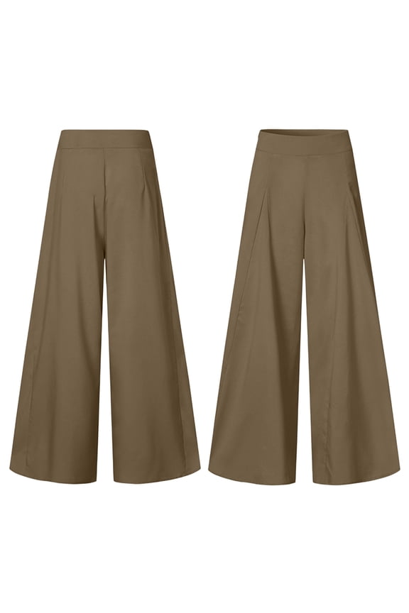Palazzo Pants for Women Slacks Wide Leg High Waisted Business Casual Work Trousers with Pockets Camel Color 4XL