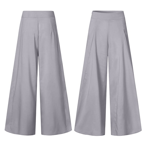 Palazzo Pants for Women Slacks Wide Leg High Waisted Business Casual Work Trousers with Pockets Gray 5XL