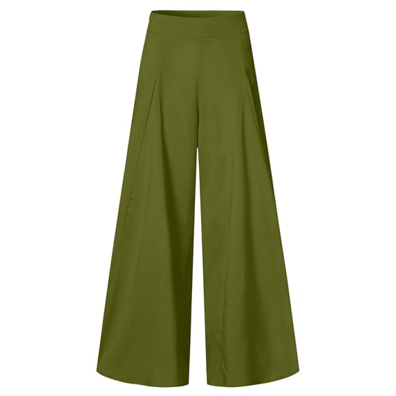 Palazzo Pants for Women Slacks Wide Leg High Waisted Business Casual Work Trousers with Pockets Green S