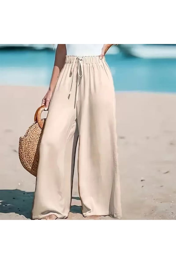 Palazzo Pants for Women Smocked Waist Boho Western Flowy Wide Leg Pant Yellow XL 32" Inseam