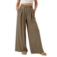 thumbnail image 1 of Palazzo Pants for Women Spring Fall Elastic Waist Wide Leg Loose Fit Casual Flowy Vacation Beach Pants with Pockets, 1 of 6