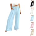 thumbnail image 1 of Palazzo Pants for Women Spring Summer Elastic High Waist Wide Leg Loose Fit Lightweight Flowy Beach Pants with Pockets, 1 of 5