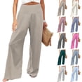thumbnail image 1 of Palazzo Pants for Women Striped Casual High Waisted Wide Leg Trousers Elastic Waist Stylish Long Beach Travel Pants for Daily Wear, 1 of 6