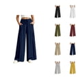 thumbnail image 1 of Palazzo Pants for Women Summer Elastic High Waist Loose Casual Wide Leg Flowy Pants Boho Trousers with Pockets, 1 of 7