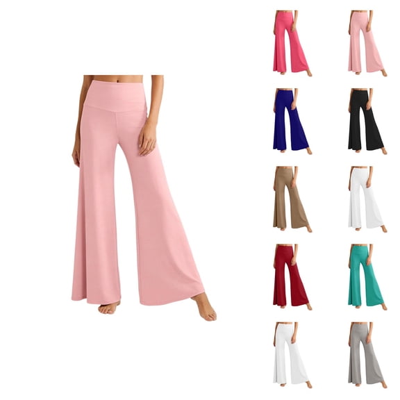 Palazzo Pants for Women Summer Lightweight Cooling High Waisted Wide Leg Flowy Loose Yoga Lounge Pants