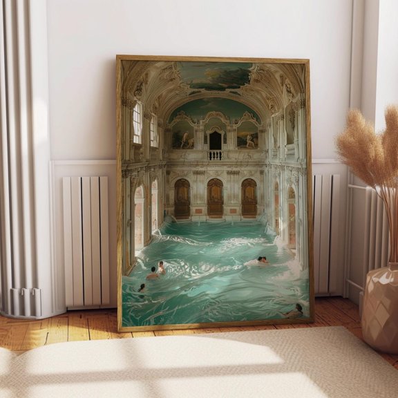 Palazzo Pool Print, Swimming Pool Decor, Luxurious Wall Art, Historic Architecture Posters Wall Art, Modern Wall Decor, 8x12 UNFRAMED