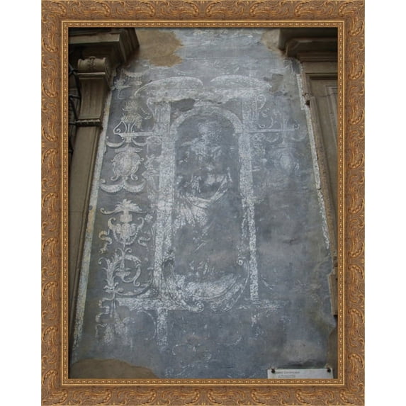 Palazzo Ramirez de Montalvo, graffiti 28x36 Large Gold Ornate Wood Framed Canvas Art by Giorgio Vasari