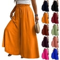 thumbnail image 1 of Palazzo Wide Leg Pants Woman Flowy High Waisted Pants 2026 Elastic Waist Drawstring Trousers Summer Plus Size Outfits Orange 5XL, 1 of 4