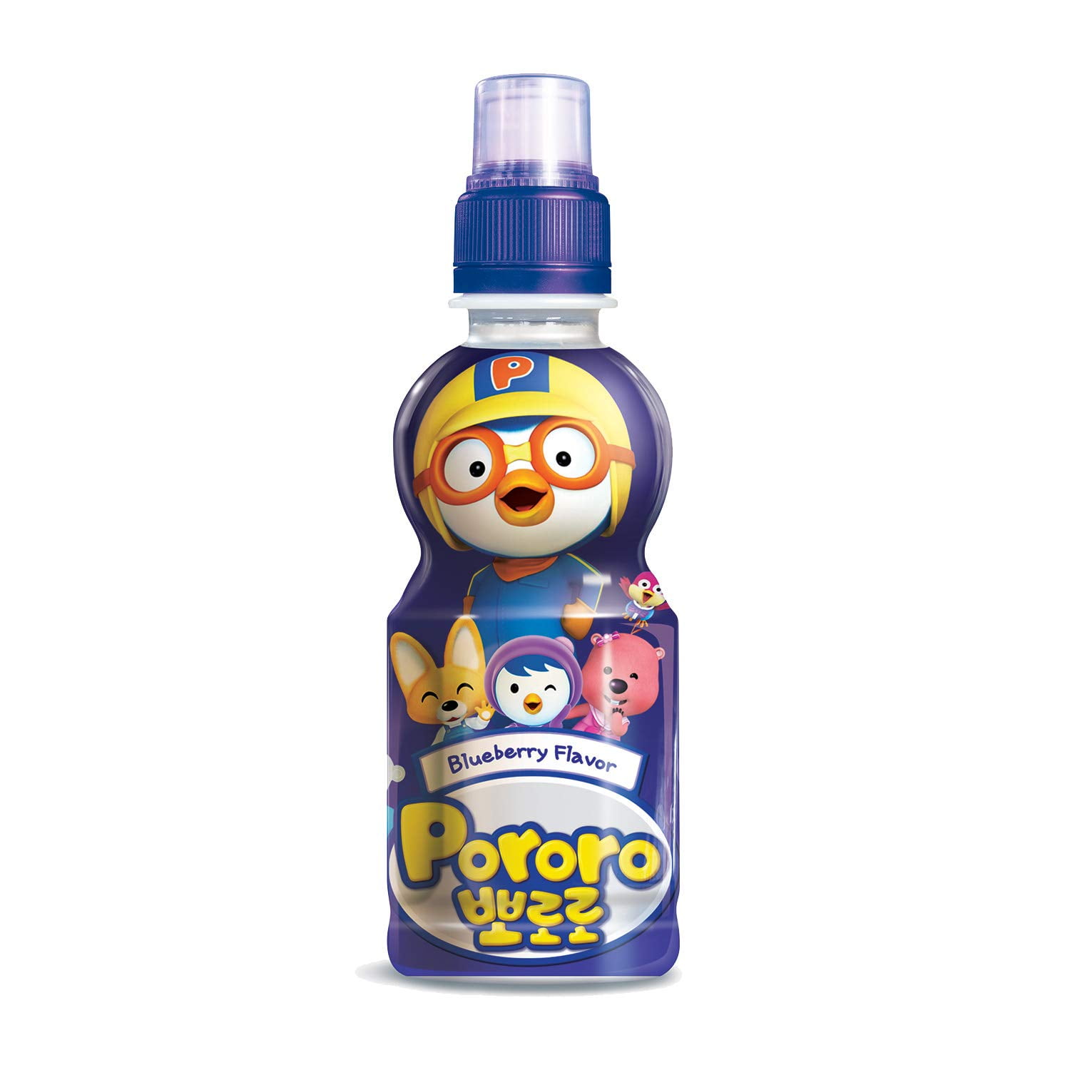 Paldo Fun & Yum Pororo Kids Blueberry Drink, 7.95 fl oz (235 ml), Pack of 8 – Fruit Juice Beverage with Push-Pull Sports Cap