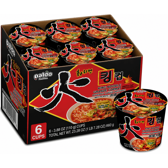 Paldo King Cup Mild Chicken Flavor Instant Ramen Noodle Soup, 3.88 oz, 6 Pack