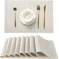 thumbnail image 1 of Pale Beige Placemats Set of 8 - Heat Resistant Non-Slip Place mats for Dining Table, Washable Durable PVC Vinyl Woven Table Mats（Pale Beige, 8）, 1 of 6