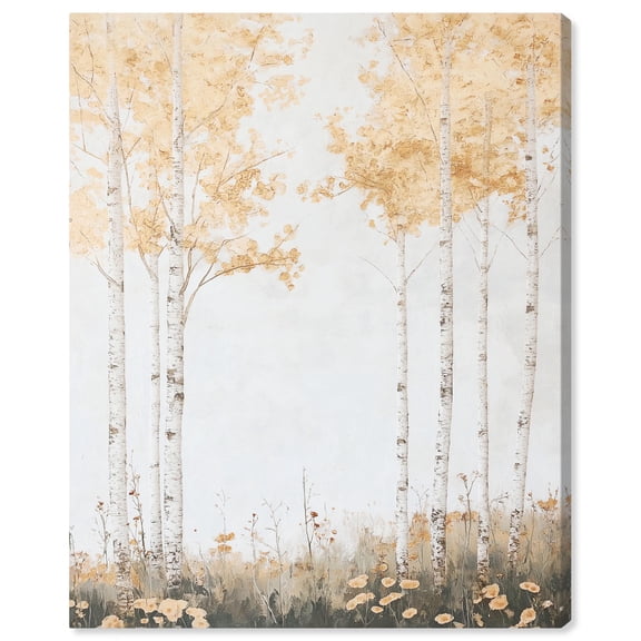 Pale Birch Reverie Canvas Landscape Paintings by Art Remedy, Gallery Wrapped, 24 x 30