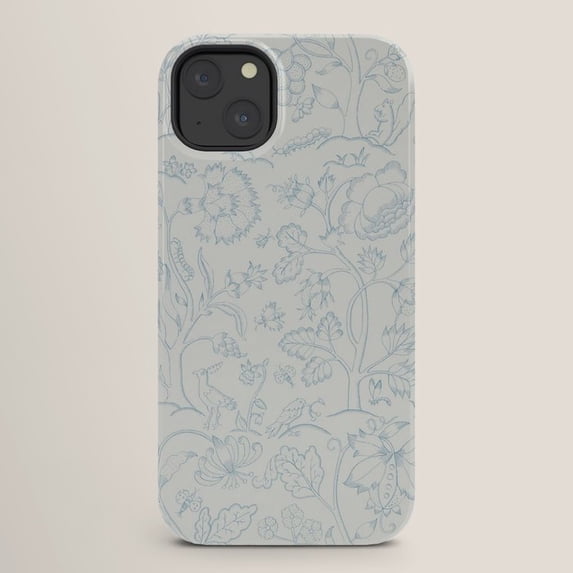 Line Shell Blue Pale Blue Botanical Floral Line Art Tough iPhone Case, Polycarbonate ...
