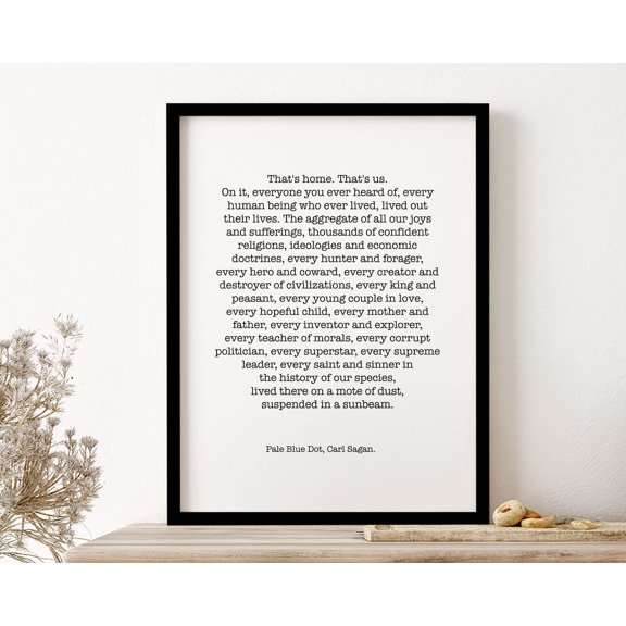 Pale Blue Dot Carl Sagan Quote Poster, Astronomy Stars Typography Wall Art Print