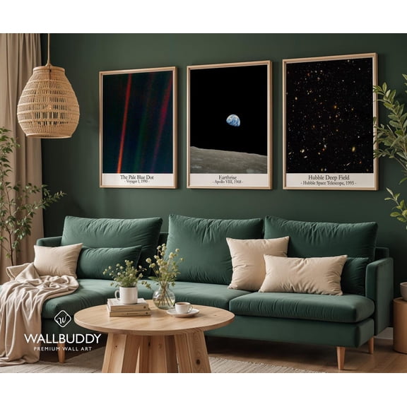 Pale Blue Dot, Earthrise, Hubble Deep Field Poster Space Art Prints, Stretched Canvas