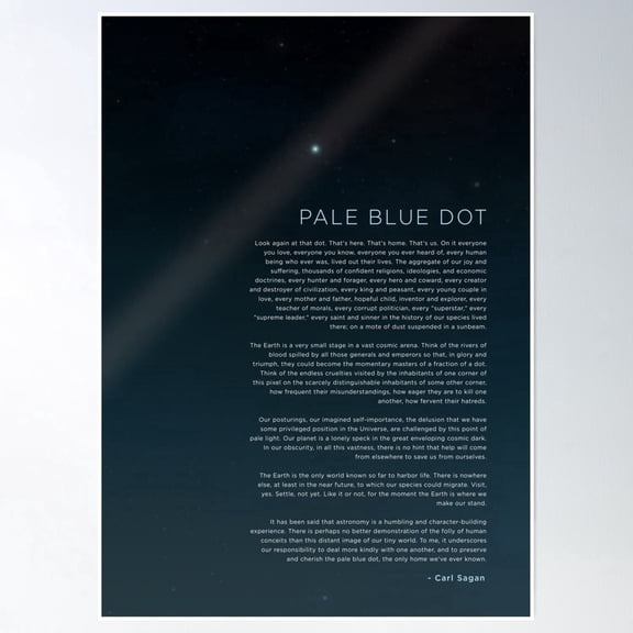 Pale Blue Dot Speech, Carl Sagan Poster Wall Art Vintage Style Wall Decor, Poster Only