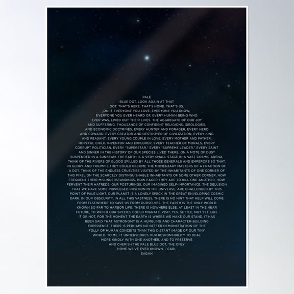 Pale Blue Dot Speech Sphere - Carl Sagan Poster Wall Art, Modern Wall Decor, 8x12 UNFRAMED