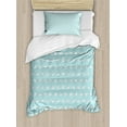 thumbnail image 1 of Pale Blue Duvet Cover Set, Geometric Image with Circles Rounds Inner Design Polka Dots Print, Decorative 2 Piece Bedding Set with 1 Pillow Shams, Twin Size, Sky Blue White and Black, by Ambesonne, 1 of 3
