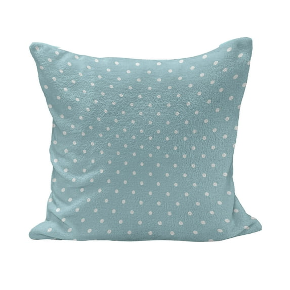 Pale Blue Fluffy Throw Pillow Cushion Cover, Classic Polka Dots Vintage Design Cottage Country Art Print, Decorative Square Accent Pillow Case, 18" x 18", Pale Blue White, by Ambesonne