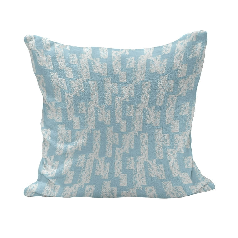 Pale Blue Fluffy Throw Pillow Cushion Cover Wall with Brushstrokes Modern Art Inspired Minimalist Design Decorative Square Accent Pillow Case 18