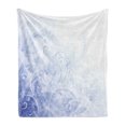 thumbnail image 1 of Pale Blue Soft Flannel Fleece Throw Blanket, Abstract Curled Leaves Natural Flower Arrangement, Cozy Plush for Indoor and Outdoor Use, 50" x 60", Violet Blue Pale Blue, by Ambesonne, 1 of 6