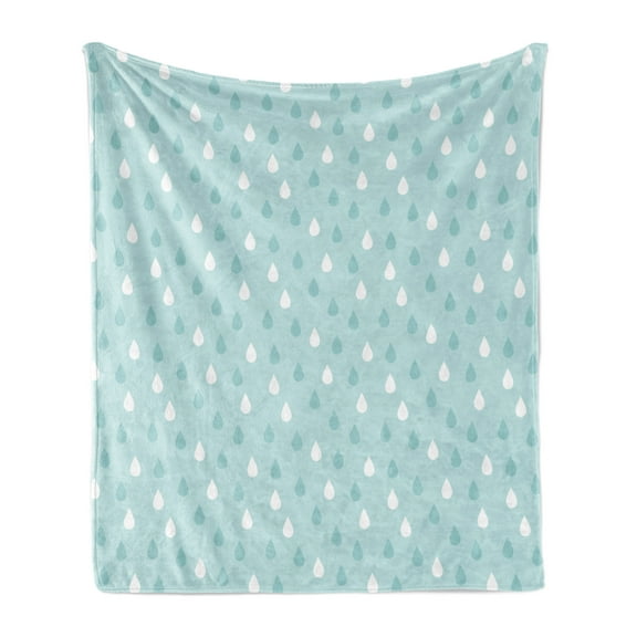 Pale Blue Soft Flannel Fleece Throw Blanket, Separate Droplets Motif in Different Colors Precipitation Drizzle Sky Image, Cozy Plush for Indoor and Outdoor Use, 60" x 80", Blue White, by Ambesonne