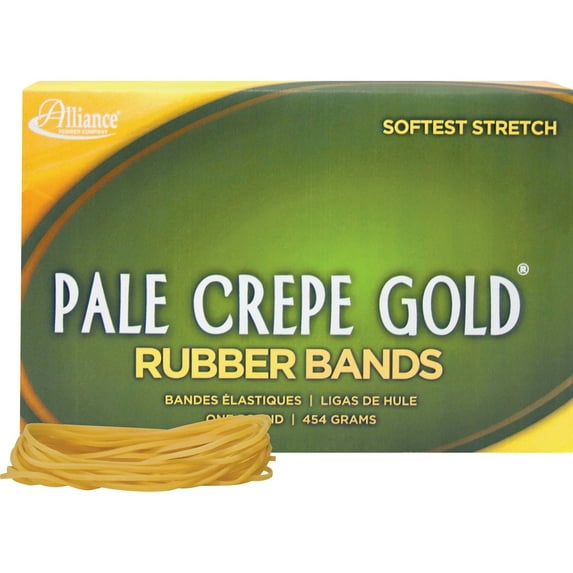 Pale Crepe Gold Rubber Bands, Size 19, 0.04" Gauge, Crepe, 1 Lb Box, 1,890/box | Bundle of 5 Boxes
