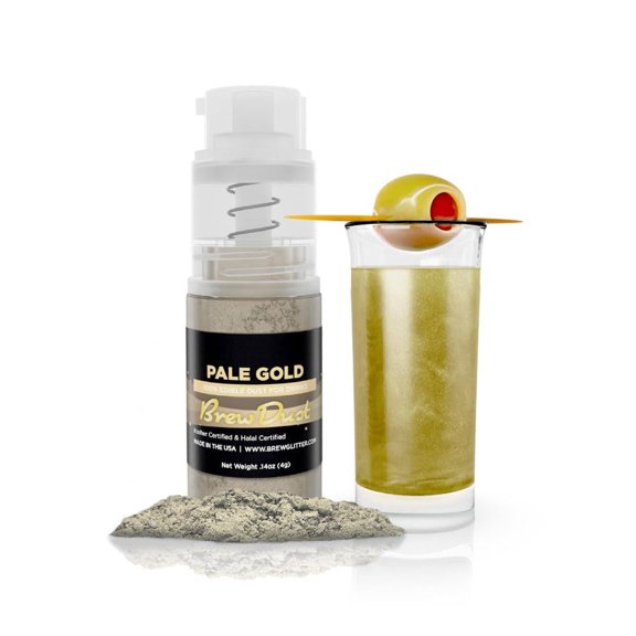 Brew Dust - Pale Gold Edible Drink Powder - Silky Swirl, Beverage Safe, 4g Spray Pump