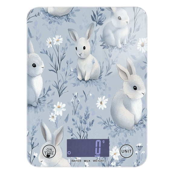 Pale Gray Bunny Food Scale Digital Kitchen Scale Waterproof Grams Ounces lbs for For Baking and Cooking