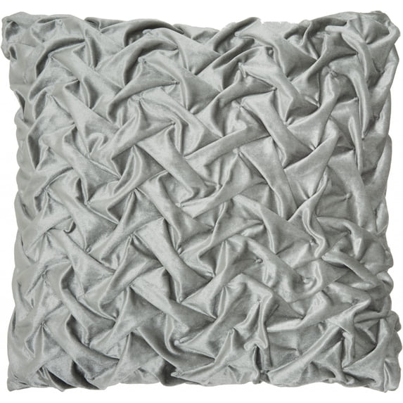 Pale Gray Pleated Velvet Throw Pillow