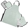 thumbnail image 1 of Pale Green 5 Pcs Kitchen Set Heat Resistant Oven Mitts and Non-Slip Pot Holders with Adjustable Cooking Apron, 1 of 6