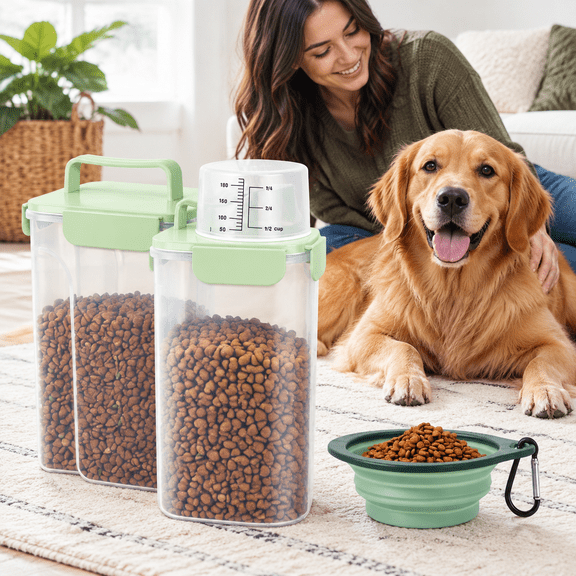 Pale Green-5L Storage Container, Dry Goods Dispenser for Travel and Pantry Organization